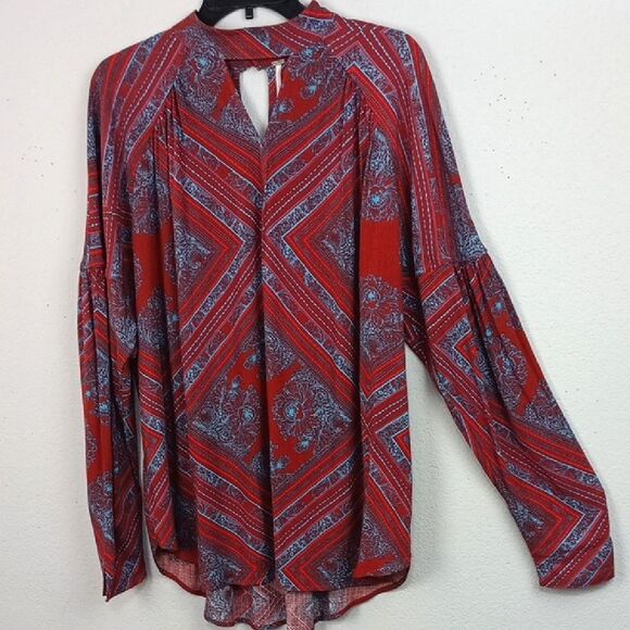 Free People Walking On A Dream Long Sleeve Geo Floral Print Tunic Sz S Boho Chic - Picture 2 of 14